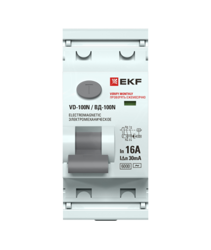 Выключатель дифференциального тока 2п 16А 30мА тип AC 6кА ВД-100N электромех. PROxima EKF E1026M1630 фото 3