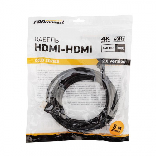 Кабель HDMI - HDMI 2.0 5м Gold PROCONNECT 17-6106-6 фото 3