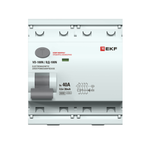 Выключатель дифференциального тока 4п 40А 30мА тип A 6кА ВД-100N электромех. PROxima EKF E1046MA4030 фото 3