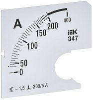 Шкала сменная для амперметра Э47 200/5А-1.5 72х72мм IEK IPA10D-SC-0200