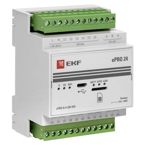 Контроллер базовый ePRO удаленного управления 6вх/4вых 230В WiFi GSM PROxima EKF ePRO-6-4-230-WG фото 4