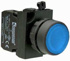 Кнопка нажимная круглая CP102DМ (1НО+1НЗ) син. EMAS CP102DM Кнопка нажимная круглая CP102DМ (1НО+1НЗ) син. EMAS CP102DM