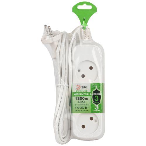 Удлинитель 3х3м без заземл. ШВВП 2х0.75 UDL-6-330 Greenline Эра Б0065041 фото 2 Удлинитель 3х3м без заземл. ШВВП 2х0.75 UDL-6-330 Greenline Эра Б0065041 фото 2