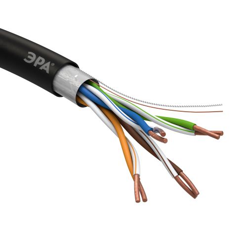Кабель витая пара F/UTP кат.5E 4х2х24AWG solid CU PE Outdoor черн. (м) F-4-PE Эра Б0044689 фото 3 Кабель витая пара F/UTP кат.5E 4х2х24AWG solid CU PE Outdoor черн. (м) F-4-PE Эра Б0044689 фото 3