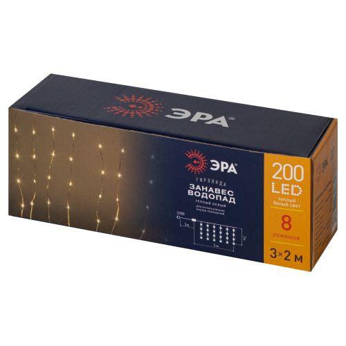 Гирлянда светодиодная "Занавес водопад" 3х2м 200LED тепл. бел. IP20 ENIN-200WL Эра Б0060416 фото 2 Гирлянда светодиодная "Занавес водопад" 3х2м 200LED тепл. бел. IP20 ENIN-200WL Эра Б0060416 фото 2