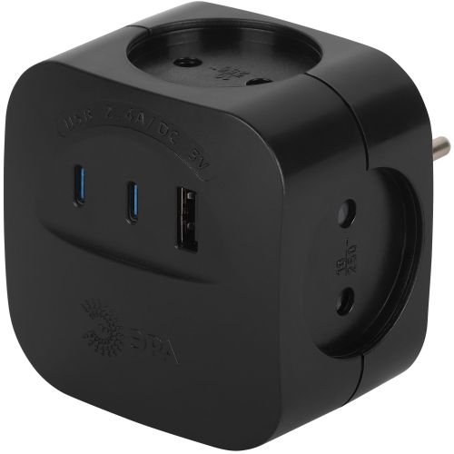 Разветвитель 4-м SP-4-3USBAC-B + 3 USB A+C со шторками 10А черн. Эра Б0069084 Разветвитель 4-м SP-4-3USBAC-B + 3 USB A+C со шторками 10А черн. Эра Б0069084