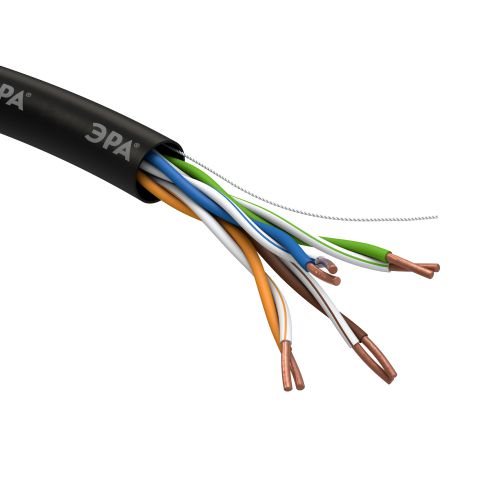Кабель витая пара U/UTP кат.5E 4х2х24AWG solid CU PE Outdoor черн. (м) U-4-PE Эра Б0044431 фото 3 Кабель витая пара U/UTP кат.5E 4х2х24AWG solid CU PE Outdoor черн. (м) U-4-PE Эра Б0044431 фото 3
