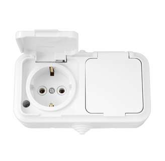 Розетка 2-м ОП 16А IP44 с заземл. бел. Bylectrica РА16-303 Розетка 2-м ОП 16А IP44 с заземл. бел. Bylectrica РА16-303