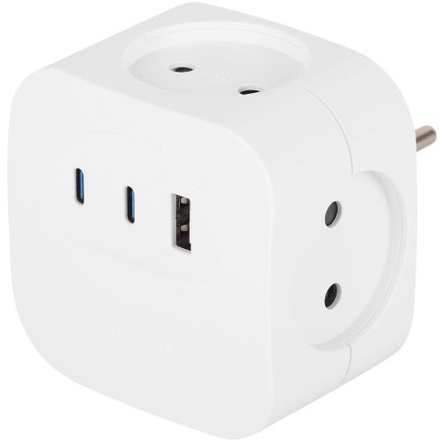 Разветвитель 4-м SP-4-3USBAC-W + 3 USB A+C со шторками 10А бел. Эра Б0069083 Разветвитель 4-м SP-4-3USBAC-W + 3 USB A+C со шторками 10А бел. Эра Б0069083