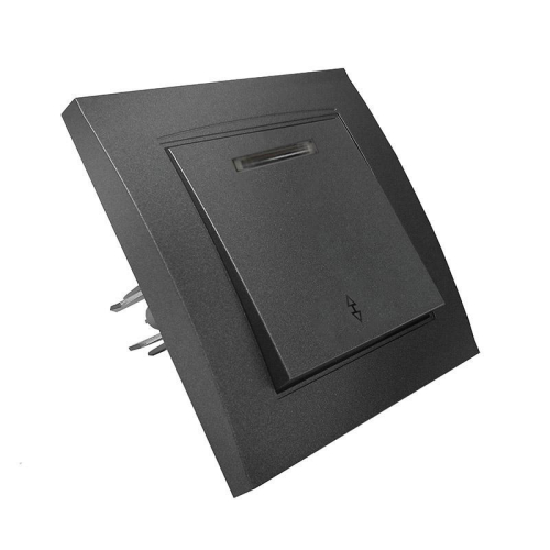 Переключатель проходной 1-кл. СП Бриллиант 10А IP20 с подсветкой в сборе графит Universal 7947380 фото 2