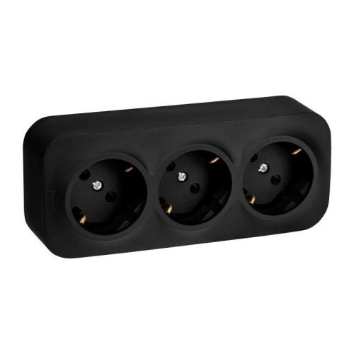Розетка 3-м ОП Quteo 16А IP20 250В 3х2P+E с заземл. защ. шторки черн. матов. IEK 782473 фото 2