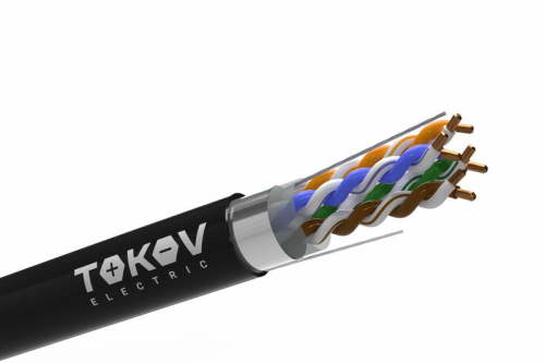 Кабель витая пара F/UTP 4х2х24AWG(0.51мм) кат.5E PE TOKOV PRO Fluke tested (м) TOKOV Eletrcic TKP-C05-F42-5E-305-OD