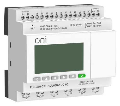 Модуль ЦПУ ПЛК 430 4 DI 6 UI (0-10В/DI) 2 UI (0-10В/0-20мА/DI) 6 RO 24В DC с Ethernet портом с экраном ONI PLC-430-CPU-12U06R-1DC-00 фото 7