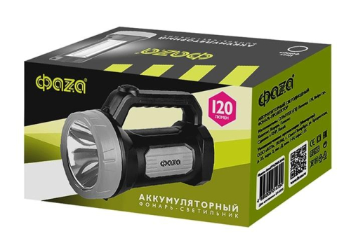 Фонарь-прожектор аккумуляторный AccuF7-L1W/L16-bk 1Вт 73лм + боков. панель 16х0.5Вт 120лм IP20 аккум. 0.9А.ч черн. ФАZА 5014794 фото 3