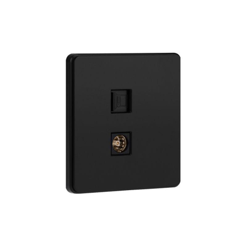 Розетка компьютерная + телевизионная СП ROUND MIELE RJ45 кат6 + TV оникс Kranz KR-78-0722-3 фото 5