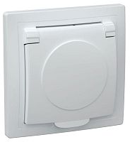 Розетка 1-м СП Кварта РСб10-3-КБ 16А IP20 с заземл. с крышкой бел. GENERICA ERK15-K01-16-DM