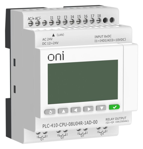 Модуль ЦПУ ПЛК 410 4 DI 4 UI (0-10 В/DI) 4 RO 12В-24В DC или 24В AC с Ethernet портом с экраном ONI PLC-410-CPU-08U04R-1AD-00 Модуль ЦПУ ПЛК 410 4 DI 4 UI (0-10 В/DI) 4 RO 12В-24В DC или 24В AC с Ethernet портом с экраном ONI PLC-410-CPU-08U04R-1AD-00