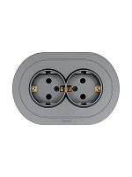 Розетка 2-м СП OSEN с заземл. ПБТ круглая механизм сер. матов. LEZARD 744-7400-127B