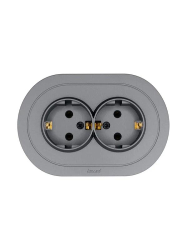 Розетка 2-м СП OSEN с заземл. ПБТ круглая механизм сер. матов. LEZARD 744-7400-127B Розетка 2-м СП OSEN с заземл. ПБТ круглая механизм сер. матов. LEZARD 744-7400-127B