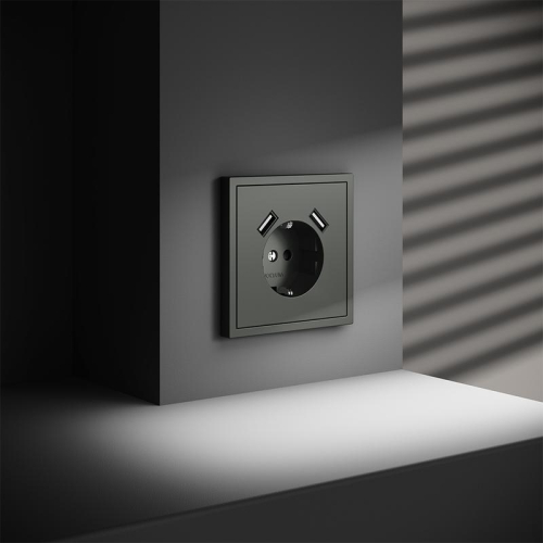 Розетка 1-м СП S70 16А с USB A+A с заземл. защ. шторки механизм титан Voltum VLS040406 фото 6 Розетка 1-м СП S70 16А с USB A+A с заземл. защ. шторки механизм титан Voltum VLS040406 фото 6