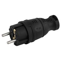 Вилка прямая 16А IP44 с заземл. каучук. черн. V8-B-IP44 Эра Б0044540