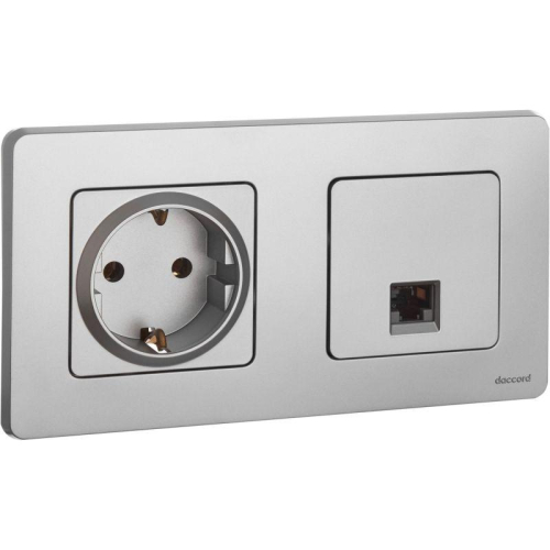 Розетка компьютерная Inspiria RJ45 кат.5E UTP алюм. IEK 673827 фото 2
