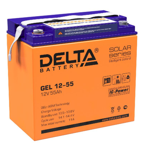 Аккумулятор GEL 12В 55А.ч GEL 12-55 Delta 4614010140013 Аккумулятор GEL 12В 55А.ч GEL 12-55 Delta 4614010140013