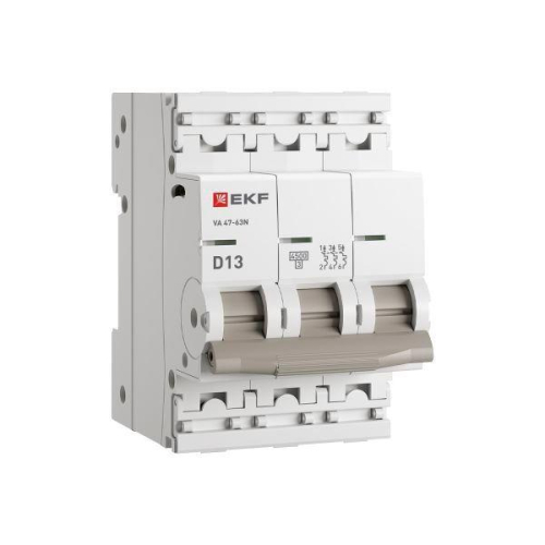 Выключатель автоматический 3п D 13А 4.5кА ВА 47-63N PROxima EKF M634313D Выключатель автоматический 3п D 13А 4.5кА ВА 47-63N PROxima EKF M634313D