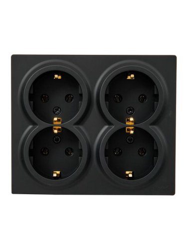 Розетка 4-м ОП LETO с заземл. закрытый корпус ПБТ черн. бархат LEZARD 752-4200-127BDP Розетка 4-м ОП LETO с заземл. закрытый корпус ПБТ черн. бархат LEZARD 752-4200-127BDP