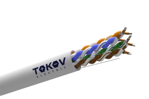 Кабель витая пара U/UTP 4х2х24 AWG кат.5E ССA PVC TOKOV Light (м) TOKOV Eletrcic TKL-C06-U42CCA-5E-305-PVC фото 2