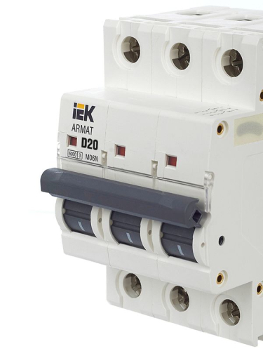 Выключатель автоматический модульный 3п D 20А M06N ARMAT IEK AR-M06N-3-D020 фото 8 Выключатель автоматический модульный 3п D 20А M06N ARMAT IEK AR-M06N-3-D020 фото 8