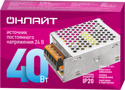Драйвер для светодиодной ленты 90 639 OD-P40-IP20-24V ОНЛАЙТ 90639 фото 2