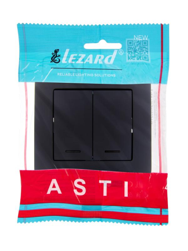 Выключатель 2-кл. 1п СП ASTI 10А IP20 с подсветкой в сборе черн. бархат LEZARD 7081-4242-112 фото 3 Выключатель 2-кл. 1п СП ASTI 10А IP20 с подсветкой в сборе черн. бархат LEZARD 7081-4242-112 фото 3