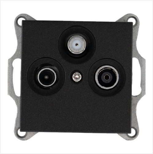 Розетка телевизионная оконечная TV + FM + SAT 3-м Ф9.5мм механизм антрацит Jasmart G6206B