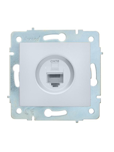 Розетка компьютерная 1-м СП ASTI IP20 RJ45 механизм Cat 6e жемчуж./бел. перламутр. LEZARD 7081-3088-140