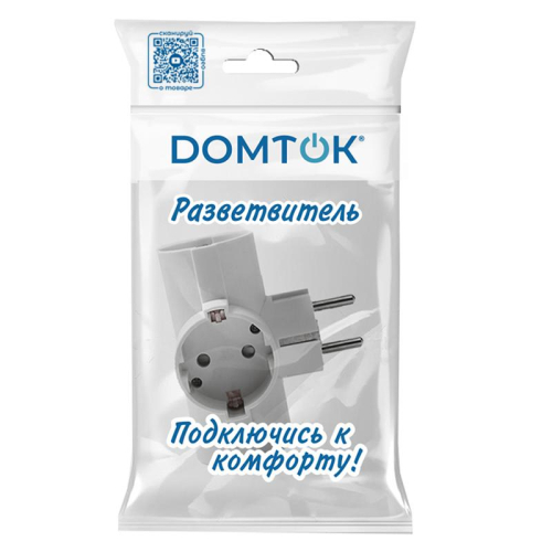 Разветвитель 3-м Т-образный с выключателем с заземл. 16А 3500Вт 250В бел. DОМТОК 2663 фото 2