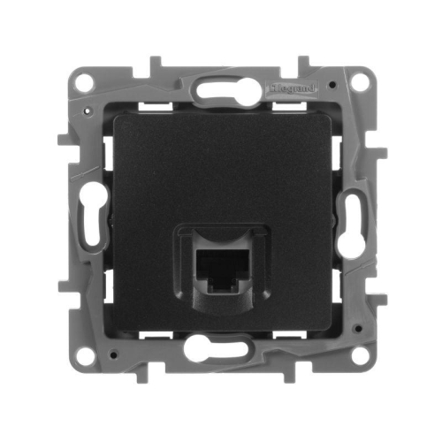Розетка компьютерная 1-м СП Etika RJ45 кат.5E UTP механизм антрацит IEK 672641 фото 3