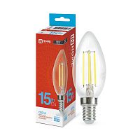 Лампа светодиодная филаментная LED-СВЕЧА-deco свеча прозрачная 15Вт 230В E14 6500К 1455лм IN HOME 4690612055961