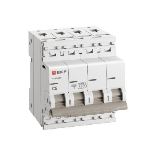 Выключатель автоматический 4п C 5А 4.5кА ВА 47-63N PROxima EKF M634405C фото 2