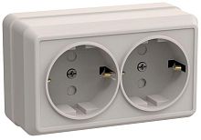 Розетка 2-м ОП Октава РСш22-3-ОКм 16А IP20 с заземл. защ. шторки крем. GENERICA ERO24-K33-16-DC