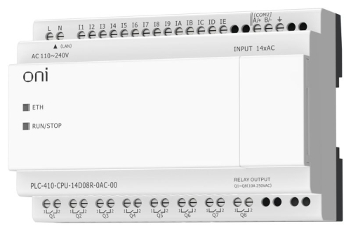 Модуль ЦПУ ПЛК 410 14 DI 8 RO 220В AC с Ethernet портом без экрана ONI PLC-410-CPU-14D08R-0AC-00 фото 3 Модуль ЦПУ ПЛК 410 14 DI 8 RO 220В AC с Ethernet портом без экрана ONI PLC-410-CPU-14D08R-0AC-00 фото 3