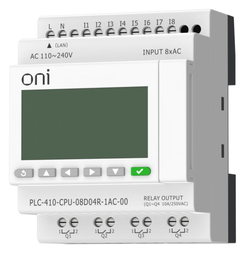 Модуль ЦПУ ПЛК 410 8 DI 4 RO 220В AC с Ethernet портом с экраном ONI PLC-410-CPU-08D04R-1AC-00 фото 3 Модуль ЦПУ ПЛК 410 8 DI 4 RO 220В AC с Ethernet портом с экраном ONI PLC-410-CPU-08D04R-1AC-00 фото 3