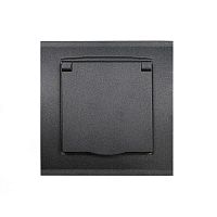 Розетка 1-м СП Бриллиант 16А IP20 с заземл. с крышкой в сборе графит Universal 7947649-Gr