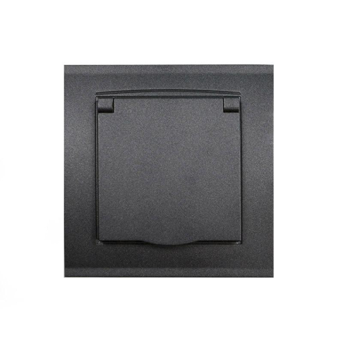 Розетка 1-м СП Бриллиант 16А IP20 с заземл. с крышкой в сборе графит Universal 7947649-Gr