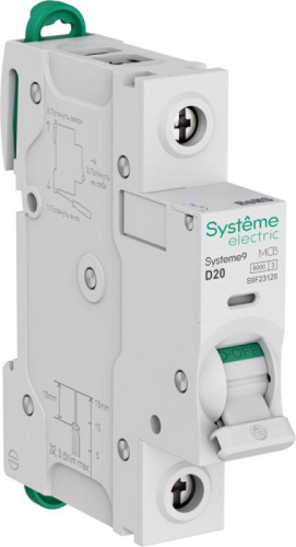Выключатель автоматический 1п D 20А 6кА Systeme9 230В SE S9F23120