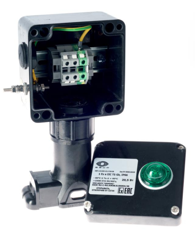 Коробка клеммная взрывозащ. с индикацией питания КВП на пластик. опоре для подключ. или концев. заделки нагреват. секции 1 отверст. под М25 клеммн. колодка 3мод. 10кв.мм Extherm sborka 1P/1L фото 8