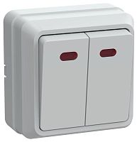 Выключатель 2-кл. ОП Октава 10А IP20 ВС20-2-1-ОБ с индикацией бел. GENERICA EVO21-K01-10-DC