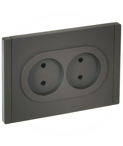 Розетка 2-м СП FORTE&PIANO FP325 10А без заземл. защ. шторки безвинт. крепл. сер. IEK FP-R23-10-1-K03