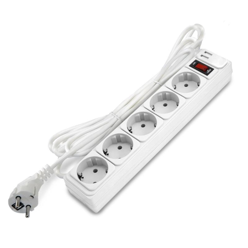 Удлинитель с сетевым фильтром 5х3м с заземл 10А 2.2кВт IP20 2хUSB ПВС 3х1 с выкл. бел. DOMTOK 2565 Удлинитель с сетевым фильтром 5х3м с заземл 10А 2.2кВт IP20 2хUSB ПВС 3х1 с выкл. бел. DOMTOK 2565