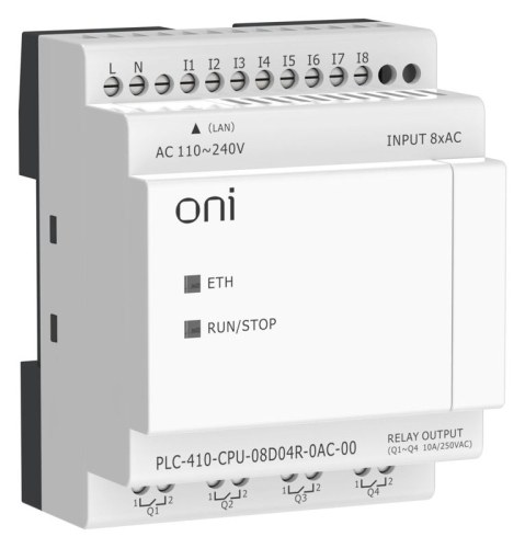 Модуль ЦПУ ПЛК 410 8 DI 4 RO 220В AC с Ethernet портом без экрана ONI PLC-410-CPU-08D04R-0AC-00 Модуль ЦПУ ПЛК 410 8 DI 4 RO 220В AC с Ethernet портом без экрана ONI PLC-410-CPU-08D04R-0AC-00
